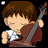 Pixelated anime-style buddy icon featuring a character playing cello with text "Anime IM" and "com" on black background.