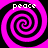 Four identical pink and black spiral patterns arranged in a , each with the word 'peace' displayed above it