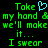 Green pixelated text on black background with a cyan heart symbol above the word 'Take' in two identical side-by-side