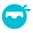 Pixelated blue circular icon with white border containing white rectangular shape and two rounded peaks below it, resembling a simplified landscape or abstract form.