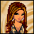 Pixel art contact sheet showing four frames of a female character with long brown hair wearing a patterned top and blue jeans, plus the word "BABY" in stylized text on a striped background.