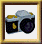 Pixelated camera icon in various angles and orientations within a of framed