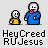 Pixel art of two characters: a small yellow-clad figure and larger blue-clad figure with pink mouth, in various poses including speech bubbles saying "HEY THERE," "BIG GUY!," and "LETS PLAY!".