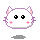 Pixelated white cat head with pink inner ears, black eyes, and pink cheeks on gray background; three of six icons each showing subtle expression variations