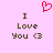 A static pixel art image with a light pink background displays the text "I Love You <3" in dark brown pixelated font, with a red pixelated heart symbol above the text.