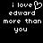 Black background with white pixelated text reading "i love edward more than you" where the 'o' in 'love' is replaced by a heart symbol.