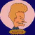 Two cartoon character head icons in circular frames on a blue background, left frame shows blonde character with raised hand, right frame shows brown-haired character with closed eyes.