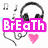 Pixelated icon with headphones, musical notes, and a heart; text changes from 'BrEaTh' to 'EaT', 'SIEeP', 'LoVe', 'MuSiC'.