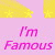 Animated contact sheet showing 8 frames of a pink background with yellow starbursts and repeated 'I'm Famous' text in purple.