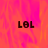 Pixelated 'LOL' text appears in three positions on a pink-orange gradient background with one gray square