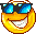 pixelated yellow smiley faces wearing blue-tinted sunglasses, each with distinct mouth expressions from wide grins to open mouths