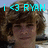 Pixelated image of a person with brown hair and light skin, overlaid with cyan text reading 'i <3 RYAN' against a blurred background.