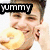 A four- shows a person holding a bagel and a raccoon with text overlays; the top-right changes 'YUMMY' to 'bagels' and the bottom-right changes 'DO NOT' to 'STEAL MY BAGEL'