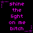 Pixelated text in bright magenta on black background, repeated three times horizontally and two vertically with star-shaped punctuation marks.
