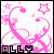 Animated pink floral design with swirling vines and stars on white background, featuring pixelated text at bottom left.