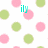 A static image with a white background featuring repeating pink and light green polka dots, with cyan text 'ily' and '<8' visible.