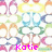 Pixelated grid of colorful cartoon faces with a central blue face and pink text reading 'Katie' at the bottom.
