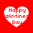 Four white heart-shaped icons with red text reading "Happy Valentines Day" on a solid red background, arranged in a