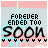 identical pixelated icons with 'FIREVER ENDED TOO SOON' text, pink and light blue background, black dots below