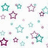 Pixelated star and flower shapes in teal, purple, and pink float on a white background with the name 'Kimmy' in dark green block letters.