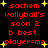 Red pixelated text on black background with yellow stars, displaying 'sachem volleyball's soon 2 b best player=me' in two vertical