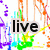 A four- of pixelated icons with text overlays: 'live' on a colorful abstract background, 'LOL laugh' with a laughing emoji and plus sign, 'love' over an intricate patterned backdrop