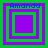 Four identical square display layered green and purple borders with "Amanda" text above each