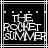 Black background with white text reading THE ROCKET SUMMER in pixelated font, framed by thin white lines and small squares at corners.