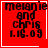 Red square icon with black text reading 'melanie and chris 1.16.09' in pixelated font, bordered by white lines.