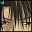 A 5x5 contact sheet of animated frames showing a pixelated anime-style character with black hair and light skin, accompanied by changing text overlays in cyan and purple.