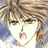 Pixelated anime-style face with closed eyes, light brown hair, and a small pink mouth against a blurred background.