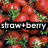 A pixelated image of strawberries with overlaid text reading "straw+berr" and "strawberry" in the top section, and "what will they think of next?" in the bottom section.