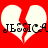 Red background with two white broken heart shapes, each containing the name "JESSICA" in black pixelated text.