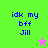 Pixelated text 'idk my bff Jill' on split background with star symbols changing color between frames.