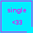 Four identical blue square with pink borders display "single" text and \<33 symbols, each has a distinct corner symbol: top-right heart, bottom-left blank, bottom-right star
