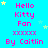 Pixelated text repeats 'Hello Kitty Fan' and 'By Caitlin' on a bright cyan background with scattered yellow and light blue stars.