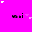 A bright pink background with repeated 'jessi' text and scattered white and pink stars in a pattern