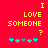 Red background with yellow pixelated text "I LOVE SOMEONE ?" and a of cyan and gray puzzle pieces below