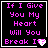 Four display identical text with a heart symbol changing from pink to gray across frames