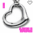 A static contact sheet showing two identical frames of a heart-shaped pendant icon with pink text and symbols on a transparent background.