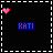 nine shows a static black background with blue 'KATI' text and pink heart symbols, some containing small red pixel clusters