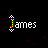Six pixelated 'James' text icons arranged in two on black background, each with distinct colored dot patterns replacing the letter 'a'