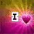 Pixelated text and heart symbols on a of six with varied backgrounds including pink gradients, black with red/white hearts, and white with blue swirls