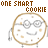 Animated contact sheet of a cartoon cookie character with glasses across seven frames showing subtle mouth expression changes, each labeled "ONE SHART COOKIE" in pixelated text above the icon.