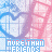 A static pattern of repeating heart shapes and text on a background with blue, pink, and white colors
