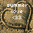 Pixelated image with white text reading 'summer love <33' over a brown and beige abstract background.
