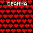 Static pixel art featuring repeated red heart shapes on black background with four instances of 'DEANNA' text in white block letters.
