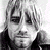 Black-and-white contact sheet of a 3x2 grid showing six frames from an animated icon featuring Kurt Cobain's face and text variations.