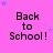 A static image with a bright pink background displaying repeated 'Back to School!' text in black pixelated font, surrounded by scattered blue and purple stars.