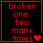 Red pixelated text on black background with heart symbols changing across four